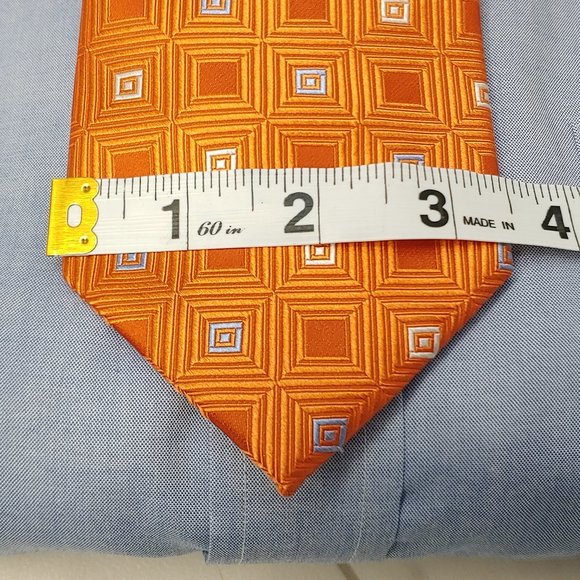 Men's MICHAEL KORS 100% Silk Tie Orange Geometric Pattern. - Picture 3 of 8